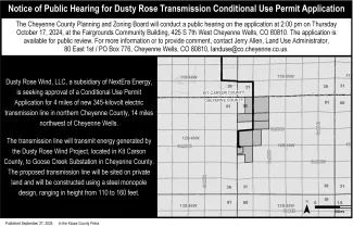 Public notice of hearing for a conditional use permit with map