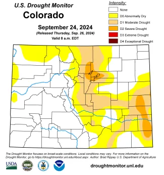Colorado drought map for September 24, 2024 Colorado drought map for September 24, 2024