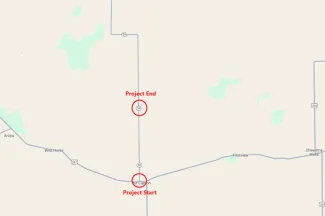 Map of the CO 59 Resurfacing Project in Kit Carson highlighting project area from MP 0.05 to MP 9 Map of the CO 59 Resurfacing Project in Kit Carson highlighting project area from MP 0.05 to MP 9