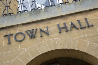 PROMO HIRES Building - Government Town Hall Sign - iStock - KevinAlexanderGeorge Building with the words "Town Hall"