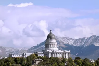 PROMO HIRES Building - Utah State Capitol - legacyimagesphotography - iStock-160735792 Utah State Capitol Buildings with the Wasatch Mountains in the background