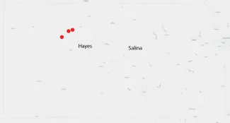 Map of earthquakes in Kansas July 5, 2025. - USGS Map of earthquakes in Kansas July 5, 2025. - USGS