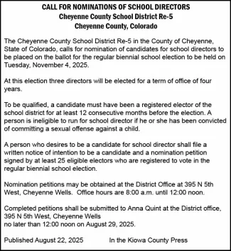 Advertisement for school board nominations
