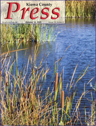 Photo of the week from the October 10, 2025, edition of the Kiowa County Press in Eads, Colorado -  Cattail reeds at Jackson's Pond in Kiowa County, Colorado - Chris Sorensen.