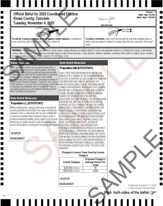 2025 Kiowa County Sample Ballot Page 1 2025 Kiowa County Sample Ballot Page 1