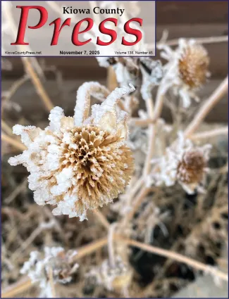 Photo of the week from the November 7, 2025, edition of the Kiowa County Press in Eads, Colorado -  As colder days set in, frost is a more frequent visitor to Kiowa County, Colorado - Chris Sorensen.
