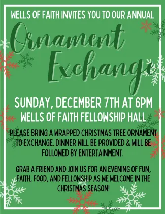 Advertisement for an ornament exchange