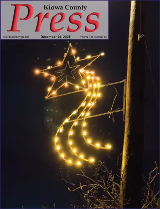 Photo of the week from the December 26, 2025, edition of the Kiowa County Press in Eads, Colorado -  Holiday street decoration in Eads, Colorado. - Chris Sorensen.