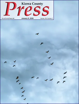 Photo of the week from the January 9, 2026, edition of the Kiowa County Press in Eads, Colorado -  Geese in flight over Kiowa County, Colorado. - Chris Sorensen.
