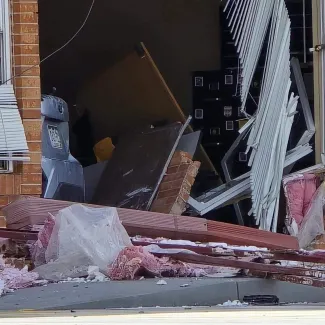 Damage to government building in Hugo