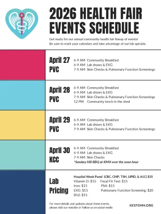 Advertisement for a community health fair