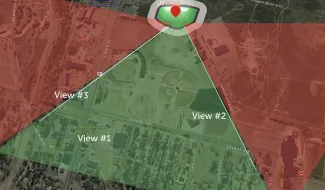 Map of sight lines for Lamar, Colorado, drone show
