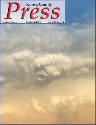 Photo of the week from the October 2, 2026, edition of the Kiowa County Press in Eads, Colorado - Clouds over Kiowa County, Colorado, heralding the coming of some welcome rain over the past week. - Jeanne Sorensen.