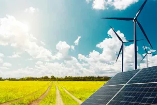 64J Energy - Solar Panel Wind Turbine Field Agriculture Farm - iStock - undefined underfined Energy - Solar Panel Wind Turbine Field Agriculture Farm - iStock - undefined underfined
