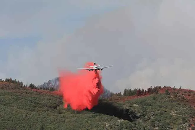 PICT Fire retardant drop near the Grizzly Creek Fire in Garfield County