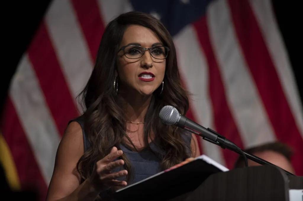 PICT U.S. Rep. Lauren Boebert of Silt speaks Sept. 10, 2022, during the Club 20 Western Colorado Candidate Debates at Colorado Mesa University in Grand Junction. William Woody for Colorado Newsline