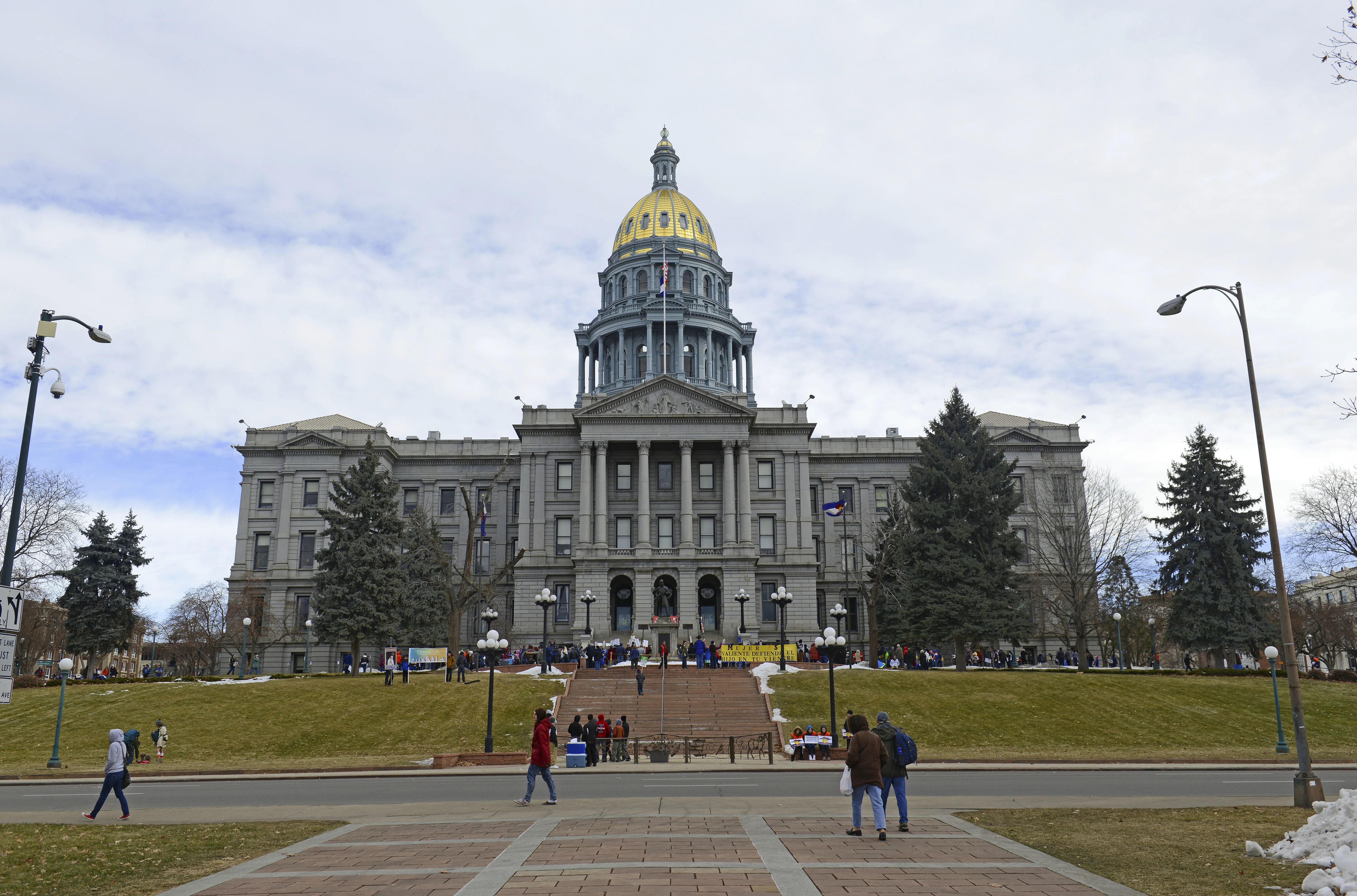 View of the Colorado state capitol building from Denver's Civic Center Park