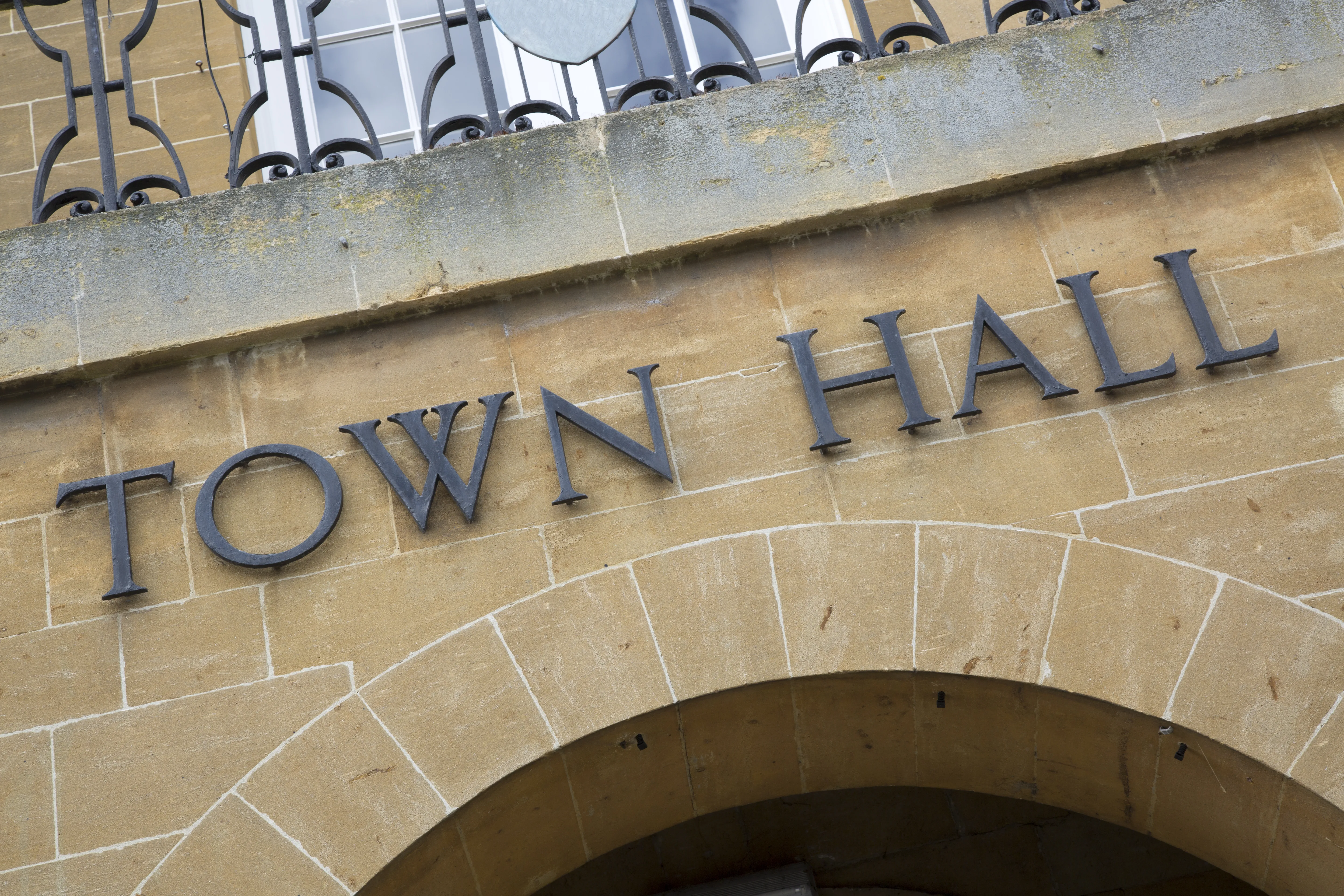 Building with the words "Town Hall"