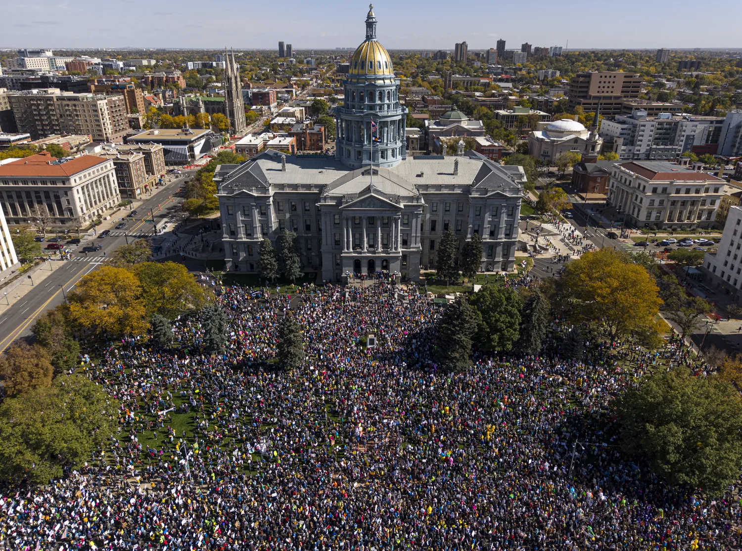 Protesters at the Colorado State Capitol for No Kings Day - Kevin Mohatt for Colorado Newsline