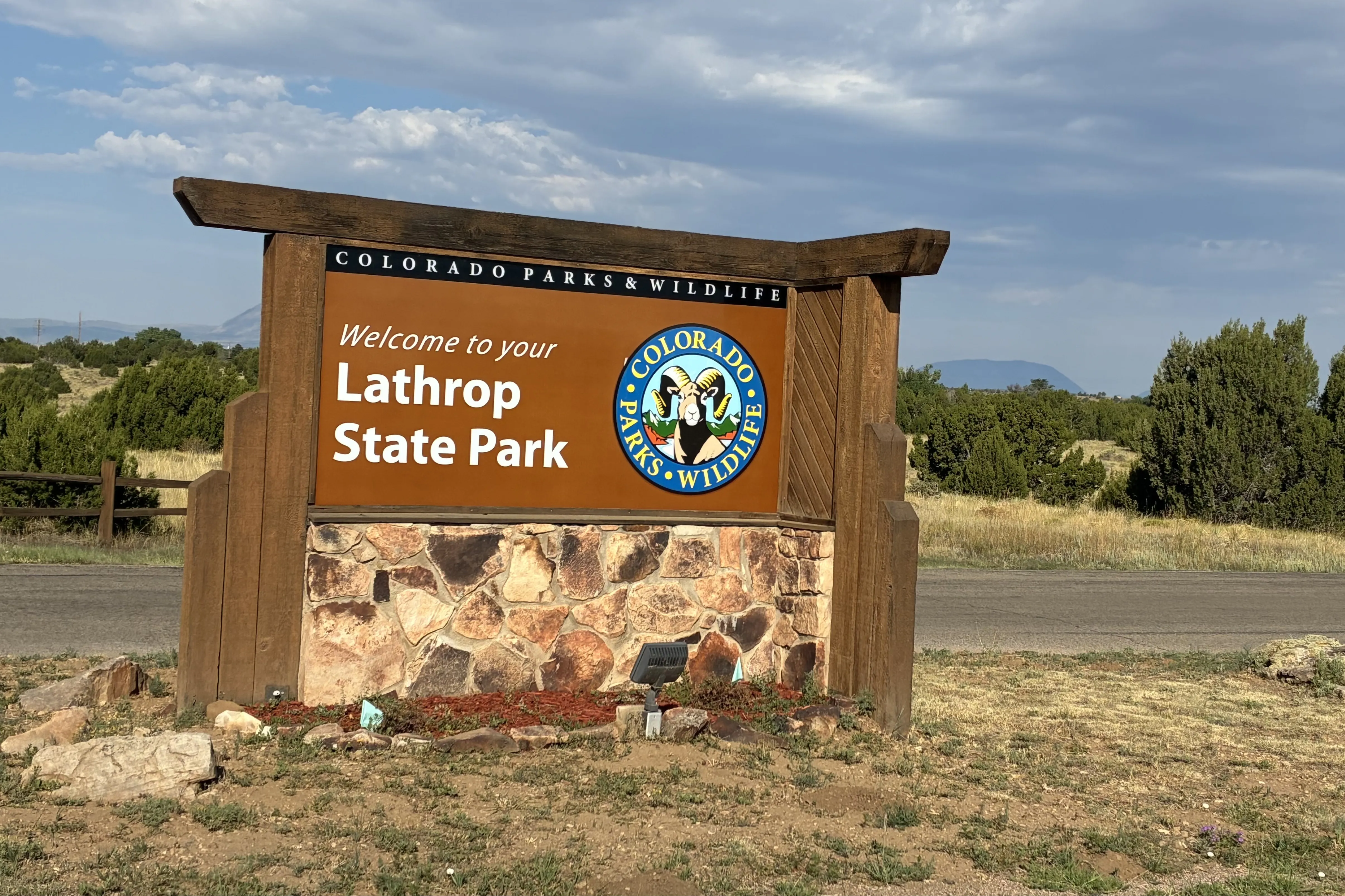 Sign at the entrance to Lathrop State Park