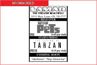 Lamar Theatre Ad - July 29, 2016