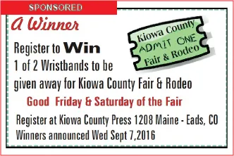 Kiowa County Fair - Register to Win