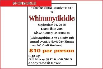 Take the Kiowa County Transit Van to Whimmydiddle
