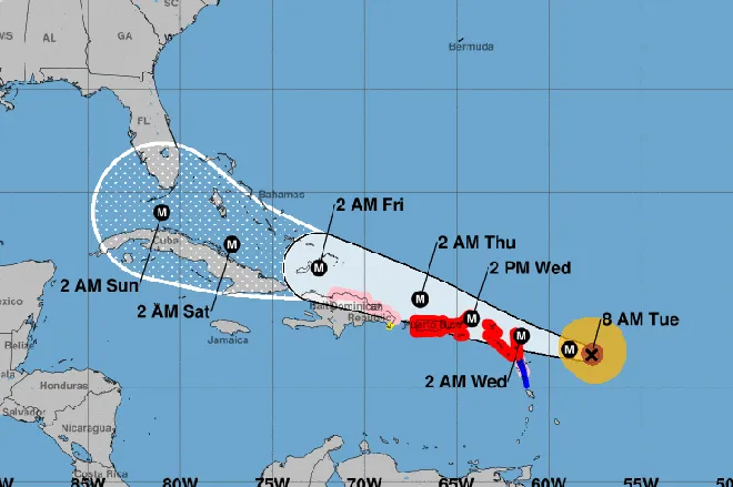 MAP - Hurricane Irma Path - September 6, 2017