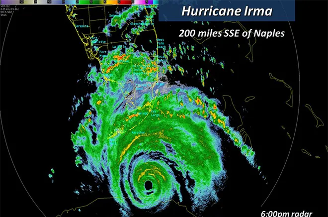 MAP - Hurricane Irma 200 miles south of Naples, Florida - NWS