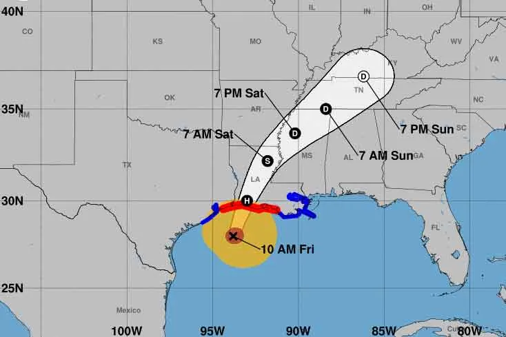 MAP Hurricane Delta path as of October 9, 2020 - NOAA