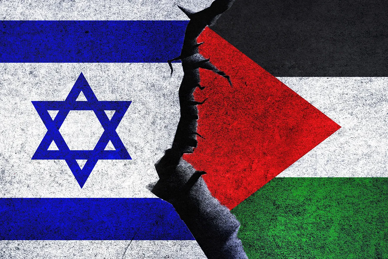 PROMO 64 Global - Flag Israel Paestine Hamal Conflict War Military - Ruma Aktar - iStock-1490252820
