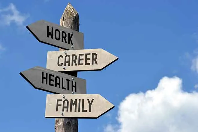 PROMO Living - Sign Work Career Health Family - iStock