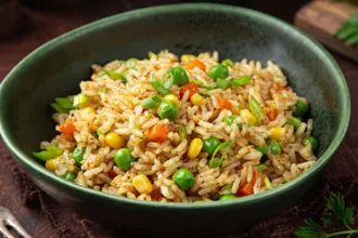 Vegetable fried rice Bowl of vegetable fried rice
