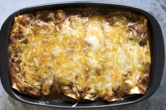 Enchilada Bake - USDA Rectangular serving dish of Enchilada Bake - USDA