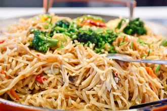 Veggie Chow Mein - USDA Close up of a plate of vegetable chow mein