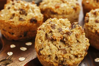PICT RECIPE Oatmeal Raisin Muffins - USDA Closeup of oatmeal raisin muffins