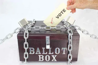 PROMO Politics - Election Vote Ballot Security Lock Chain - iStock - viavado